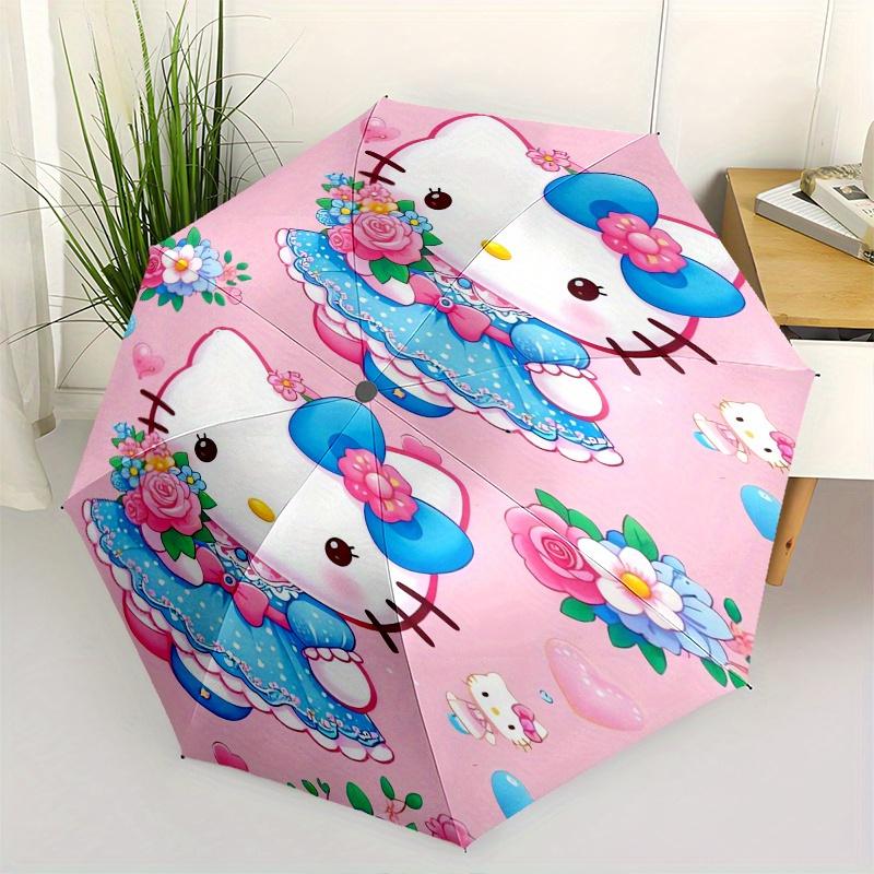 

Hello Kitty,Flowers Automatic Folding Umbrella-Simple 8-Rib Design, Bright Cartoon Pattern, Durable Iron Frame, Suitable For Travel, Outdoor