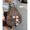 Korean Version of Casual Large-capacity Canvas Bag Women's 2025 New Plaid Backpack Fashion Student Bag Travel Backpack