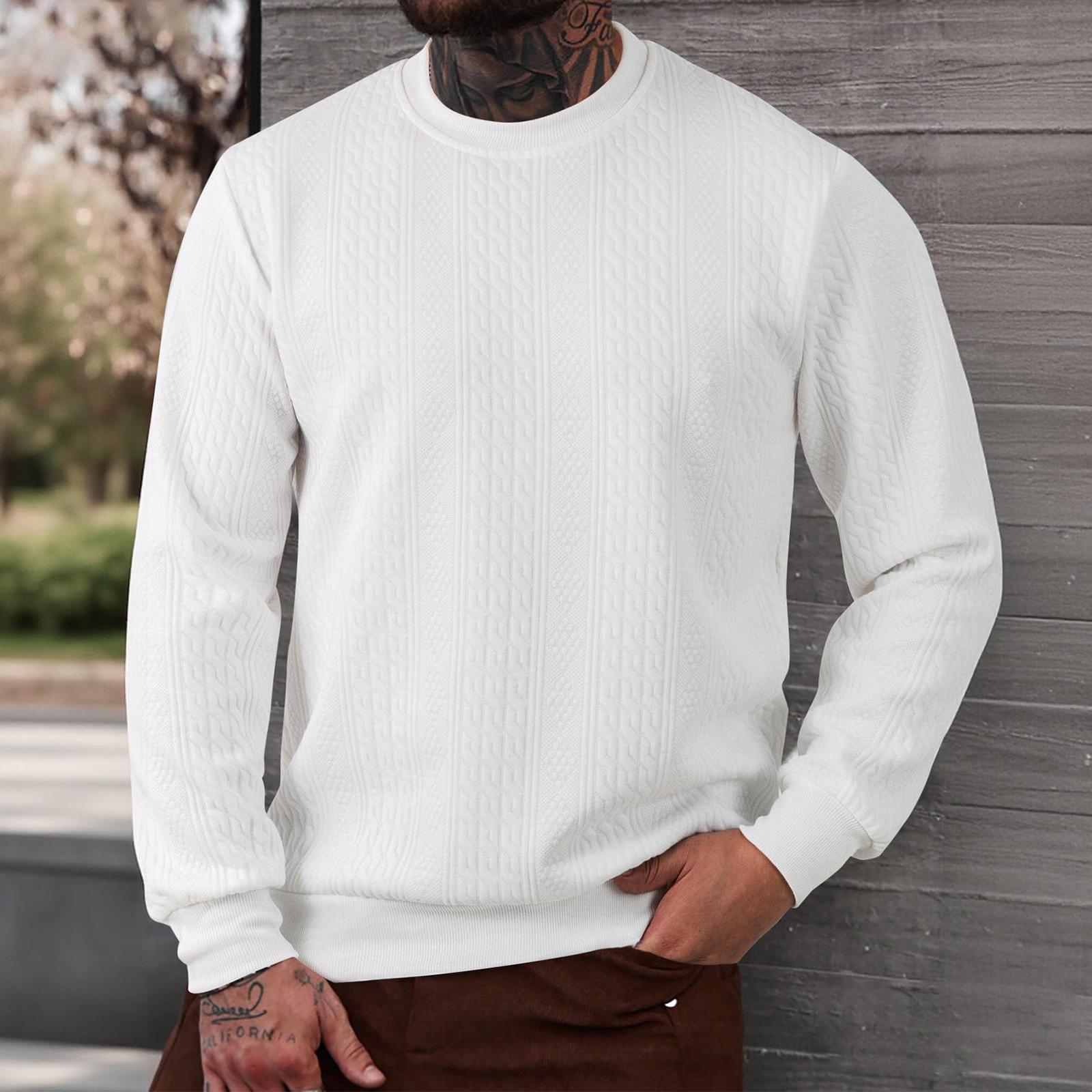 Мужская толстовка с круглым вырезом, текстурированная, с длинным рукавом, повседневная, легкая, пуловер XXL