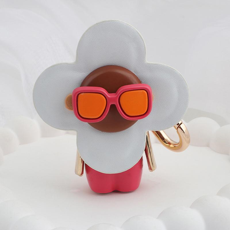 Sweet Cool Flower Doll Keychain Creative Snowboarding Pendant Keyring  Bag Charm Key Hanging Decoration Gifts