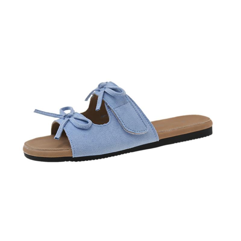 Soft bottom bow slippers women's summer wear new flat bottom versatile seaside beach sandals