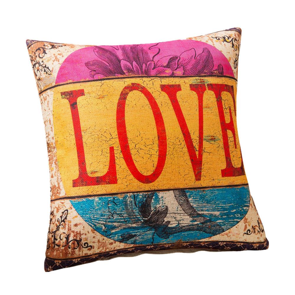 

45x45cm Retro Printed Cushion Cover Cotton Linen Home Sofa Chair Seat Waist Throw Pillowcase Bar Coffee Shop Decoration 45x45cm