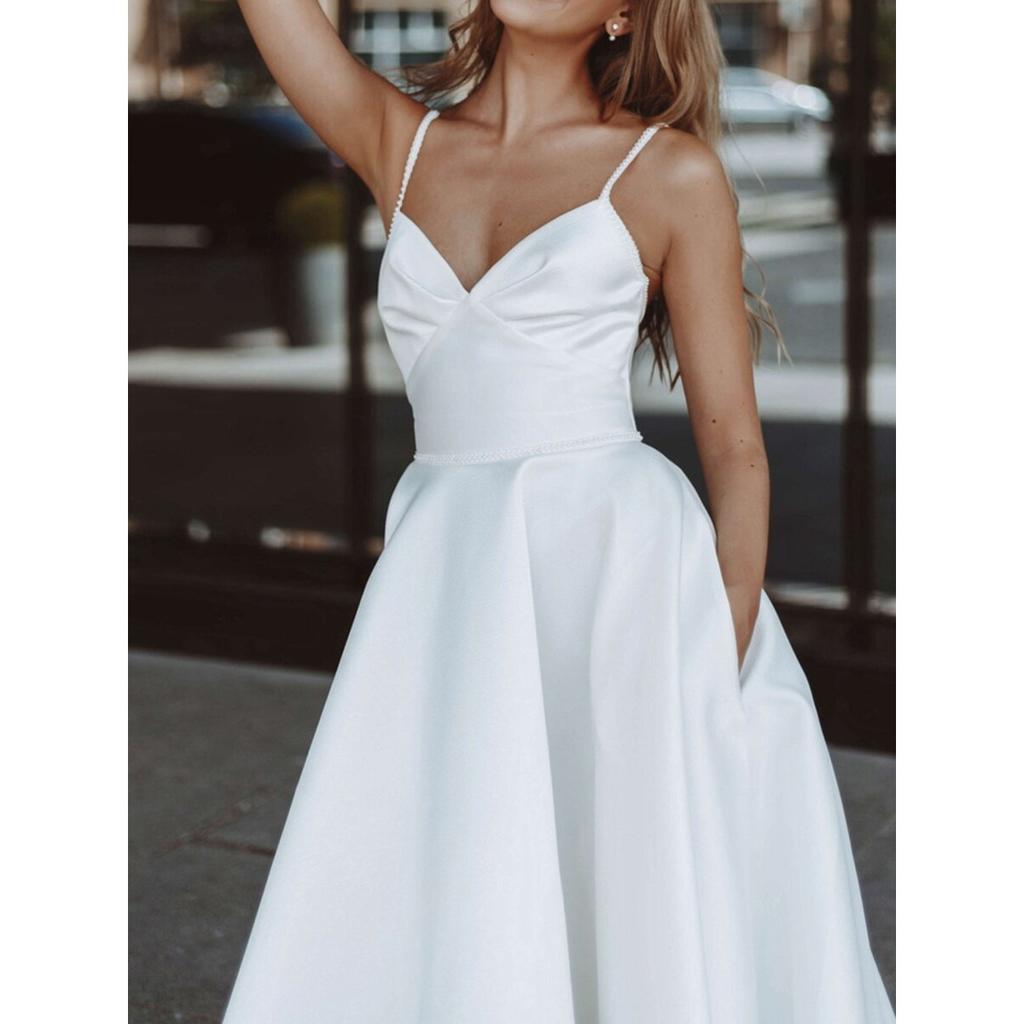 Verano Nuevo Estilo Europeo Americano Sexy para Mujer con Tirantes Finos Vestido de Encaje de Falda Amplia En Stock