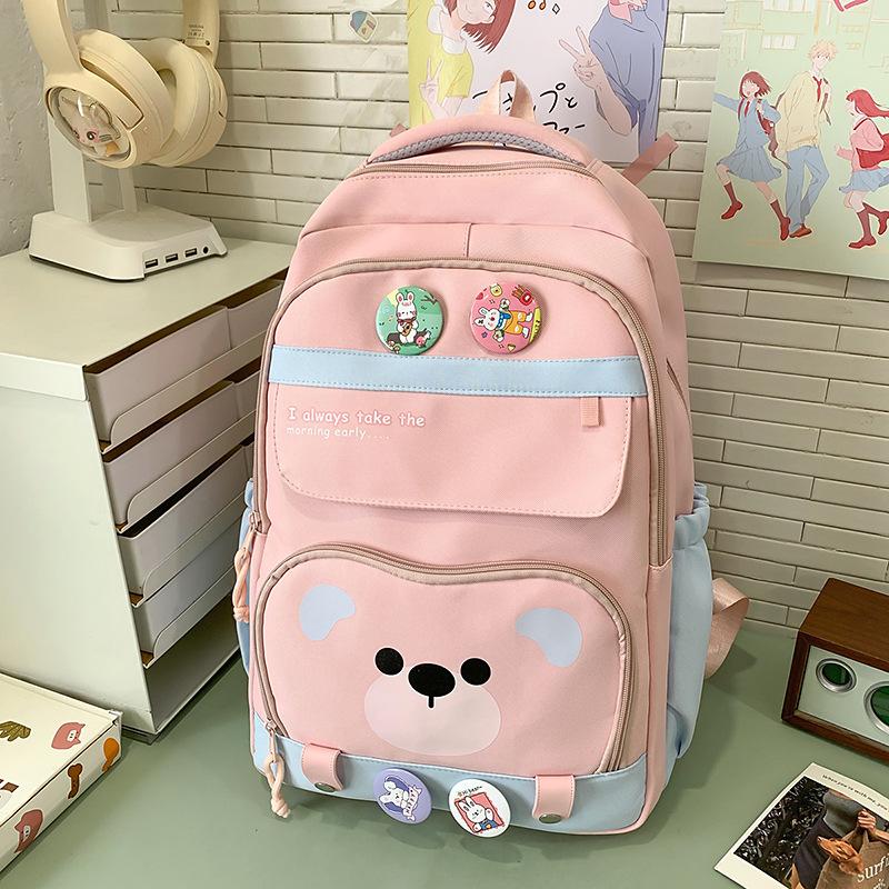 

Рюкзак в виде мишки конфетных цветов Харадзюку высокой ценности, легкий и вместительный рюкзак для учеников средней школы