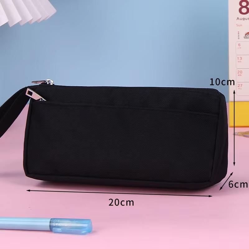 Black Oxford Fabric Pencil Case Large Capacity For Minimalist Student Stationery Storage Creative Stationery Storage Bag