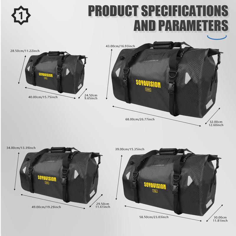 20L 50L 70L 100L 40L 66L Motorcycle Waterproof Tail Bag Travel Outdoor Dry Luggage Roll Pack Bag Motorcycle Seat Bag