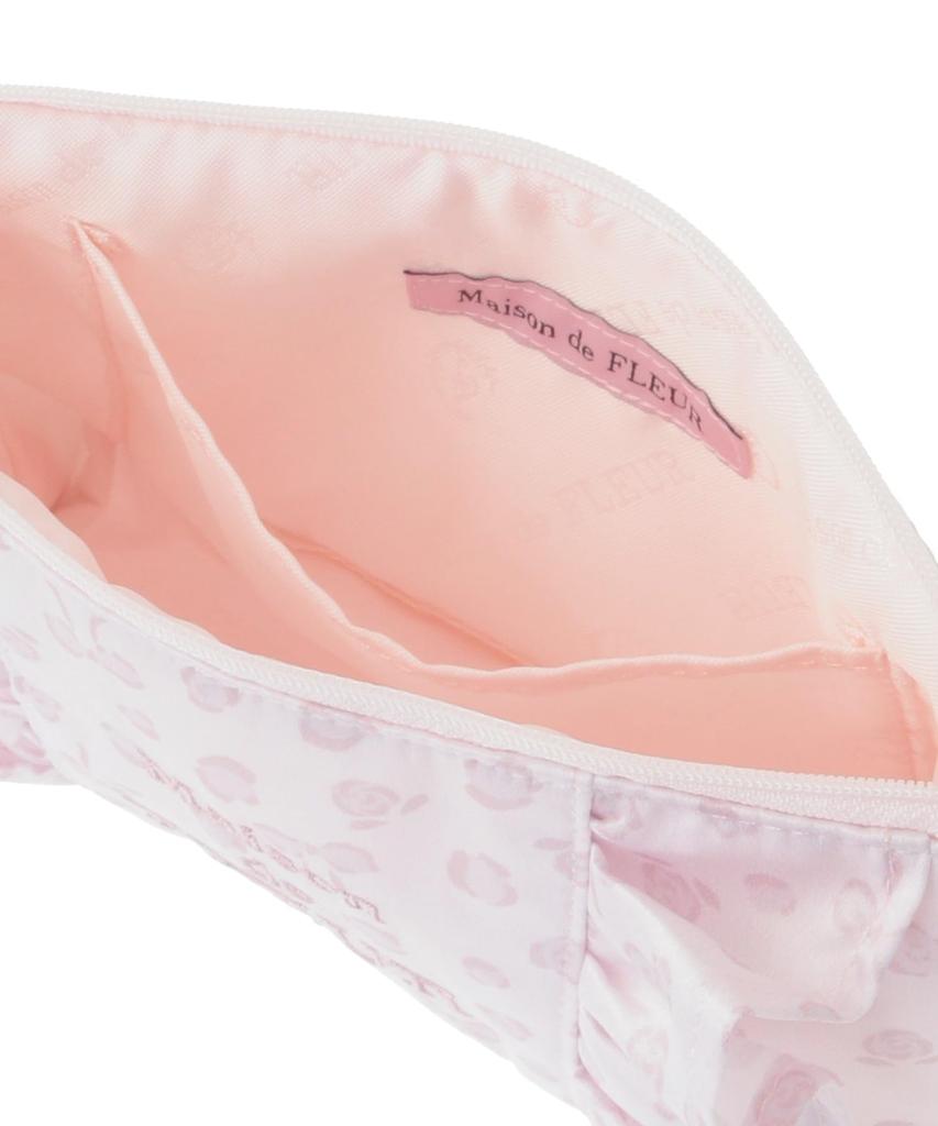 Maison De Fleur Ribbon Leopard Frill Pouch, Light Pink, Women's