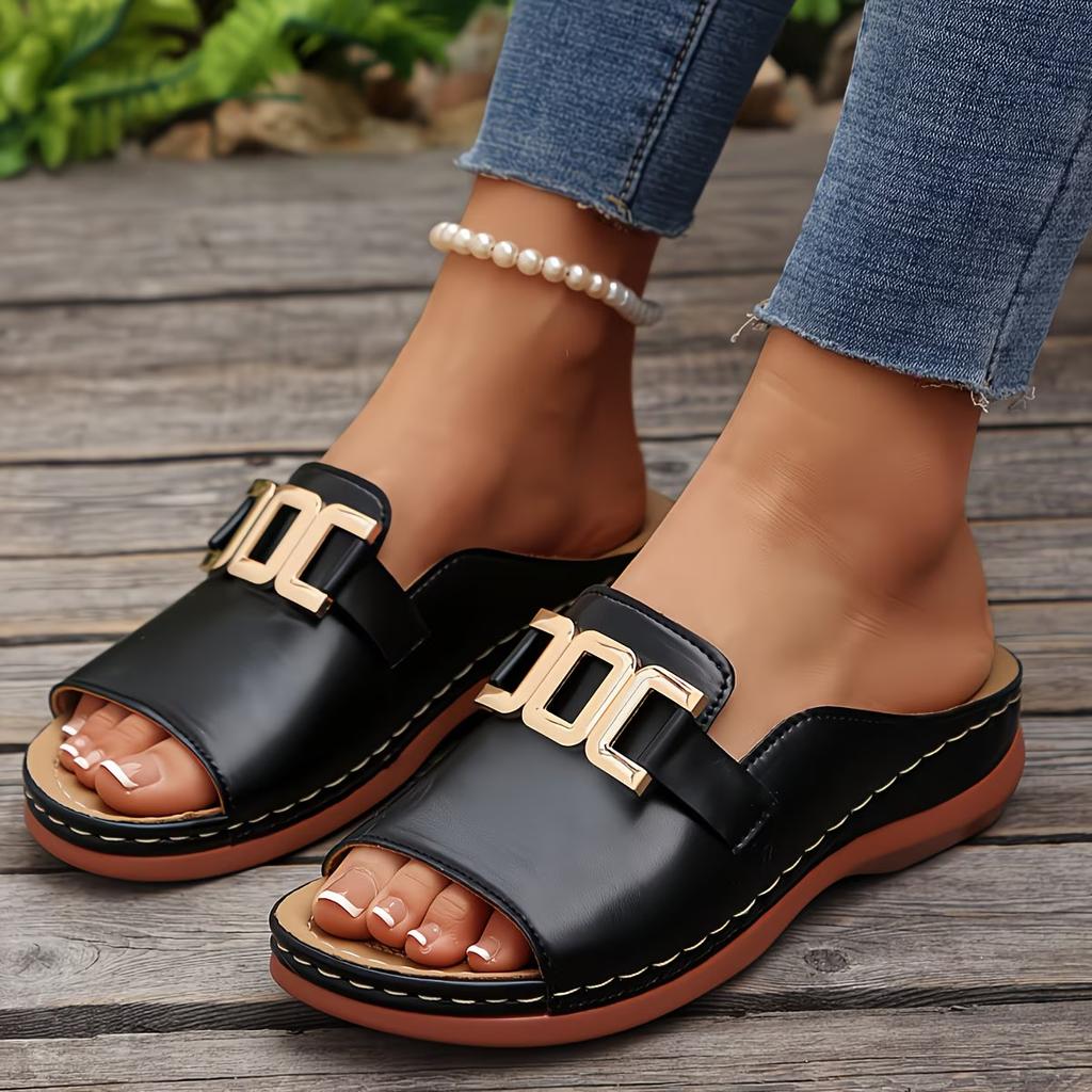 Plus Size 45 New Women's Fashion Casual Thick-Soled Wedge Slippers, Women Shoes