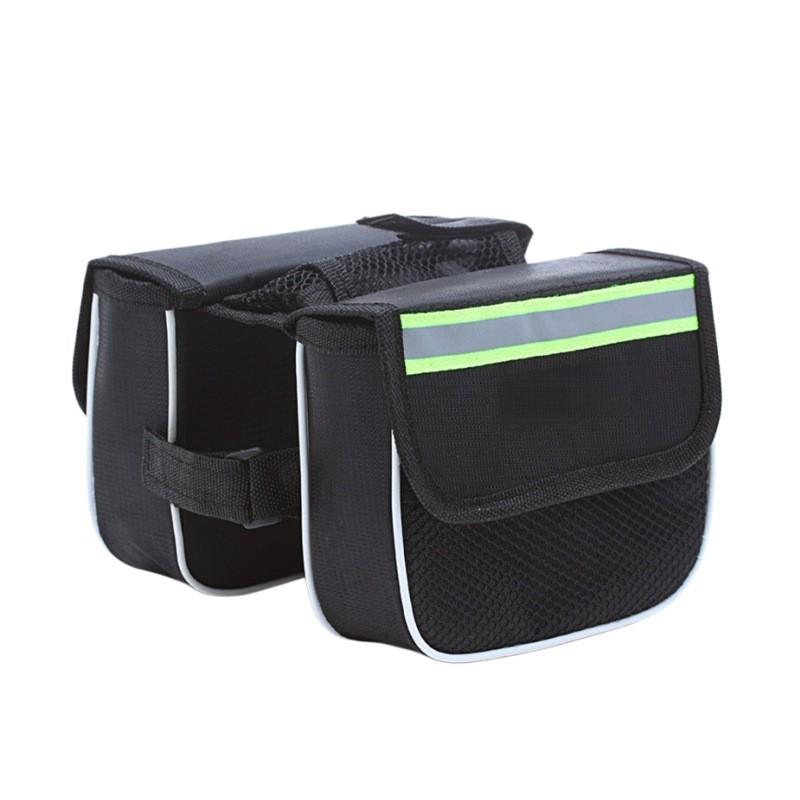 Mountain Bike Handlebar Top Tube Saddle Bag 3-in-1 Cycling Storage Pouch Black No