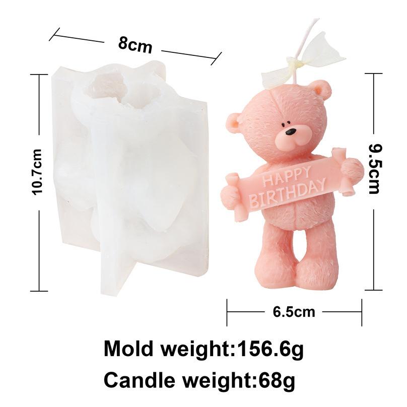 3D Love Heart Teddy Bear Silicone Mold DIY Animal Gypsum Epoxy Resin Handmade Soap Animal Mould Holiday Party Gifts Home Decor