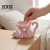 Unique Home Decor 3D Printed Lazy Lying Cat Lotus Jewelry Tray, Cute Figurine Office Desk Storage Trinket Dish, Desktop Catchall for Rings Earrings