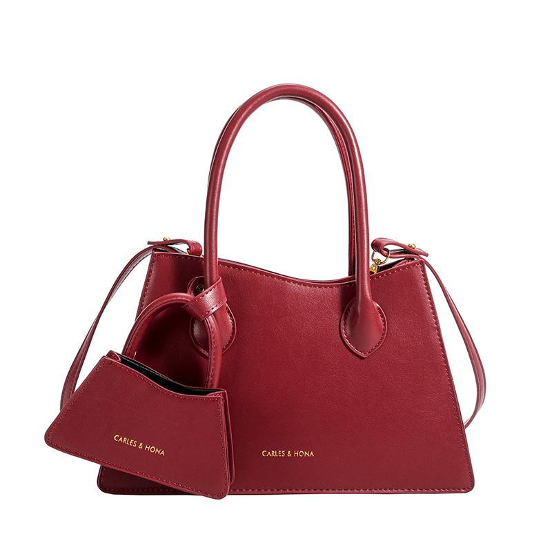 

Bag large capacity new texture bridesmaid bag red bridal bag female wedding bag portable satchel червоний