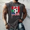 Men Sleeveless Tank Top Loose Fit Basic Vest Soccer Themed Graphic Print Summer Casual Sportswear Muscle Shirt