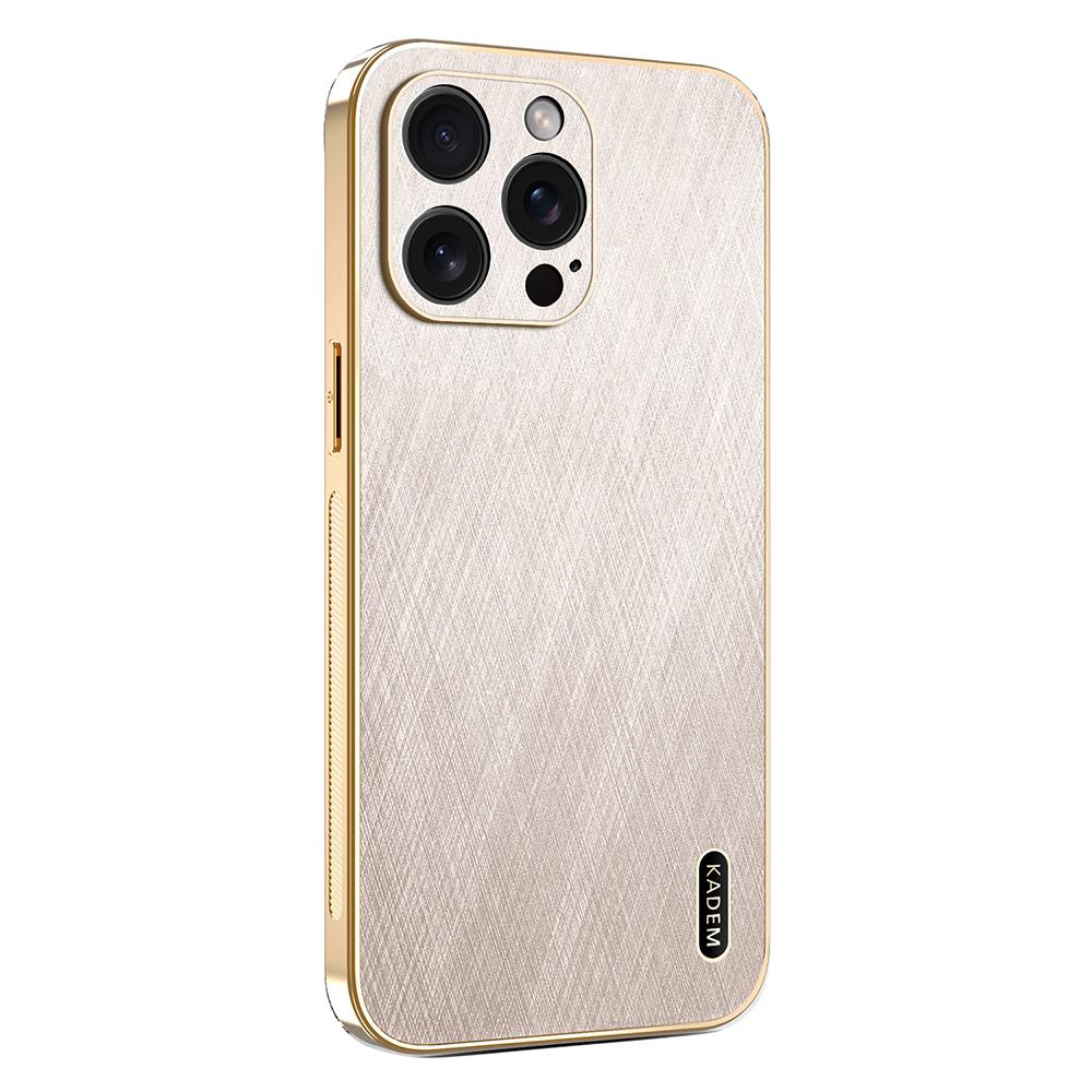 KADEM Pour iPhone 15 Pro Max Coque Électroplaquée Texture Soie PU+TPU Coque Arrière de Téléphone