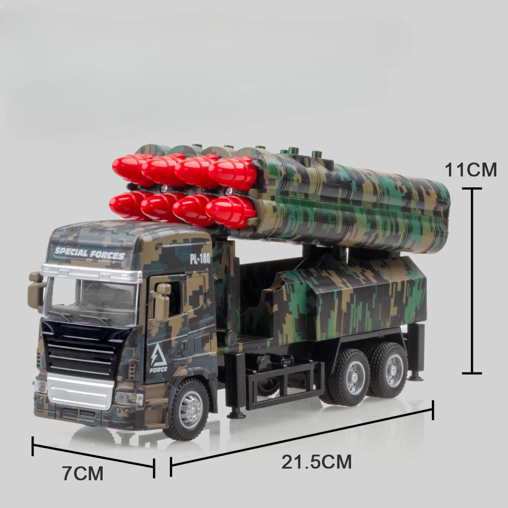 1/32 Missile Rocket Launcher Model Car Toy Metal Body Rubber Doors Opened Military Alloy Vehicle Models Ornaments Gifts for Boys