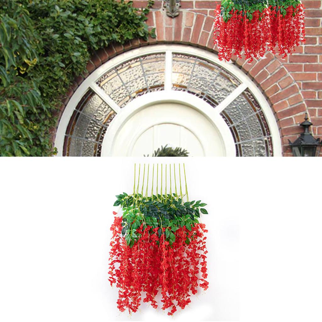 Simulated 6 Leaves Wisteria Decoration Silk Flower Artificial Faux Indoor Vine Wisteria Ornament