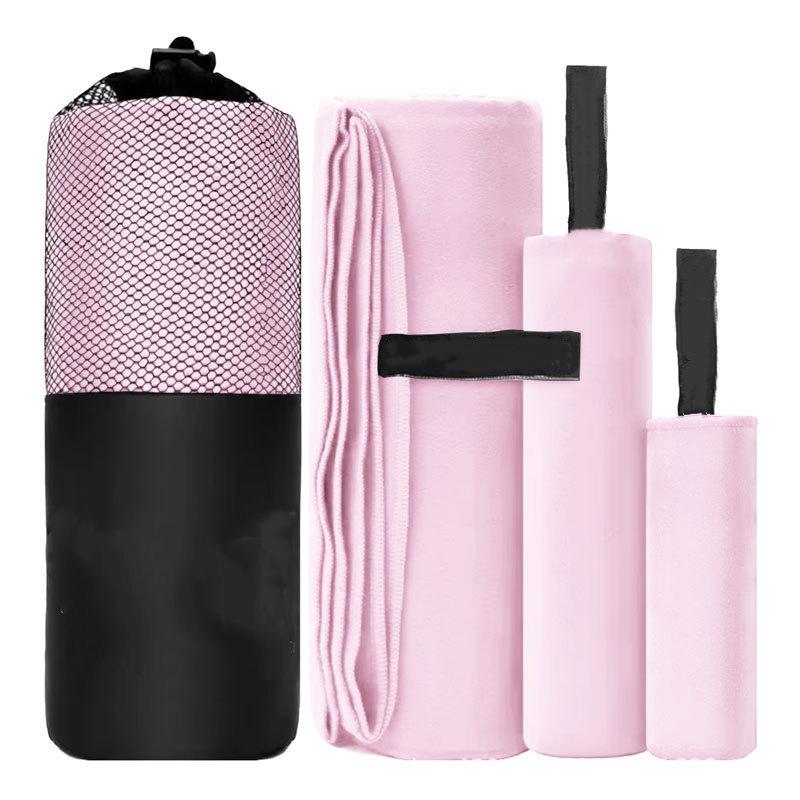 Quick-Dry Sports Towel Set: Double-Sided, Plush, Sweat-Wicking, Absorbent Microfiber Towels (3 Pieces) 3-piece set розовый