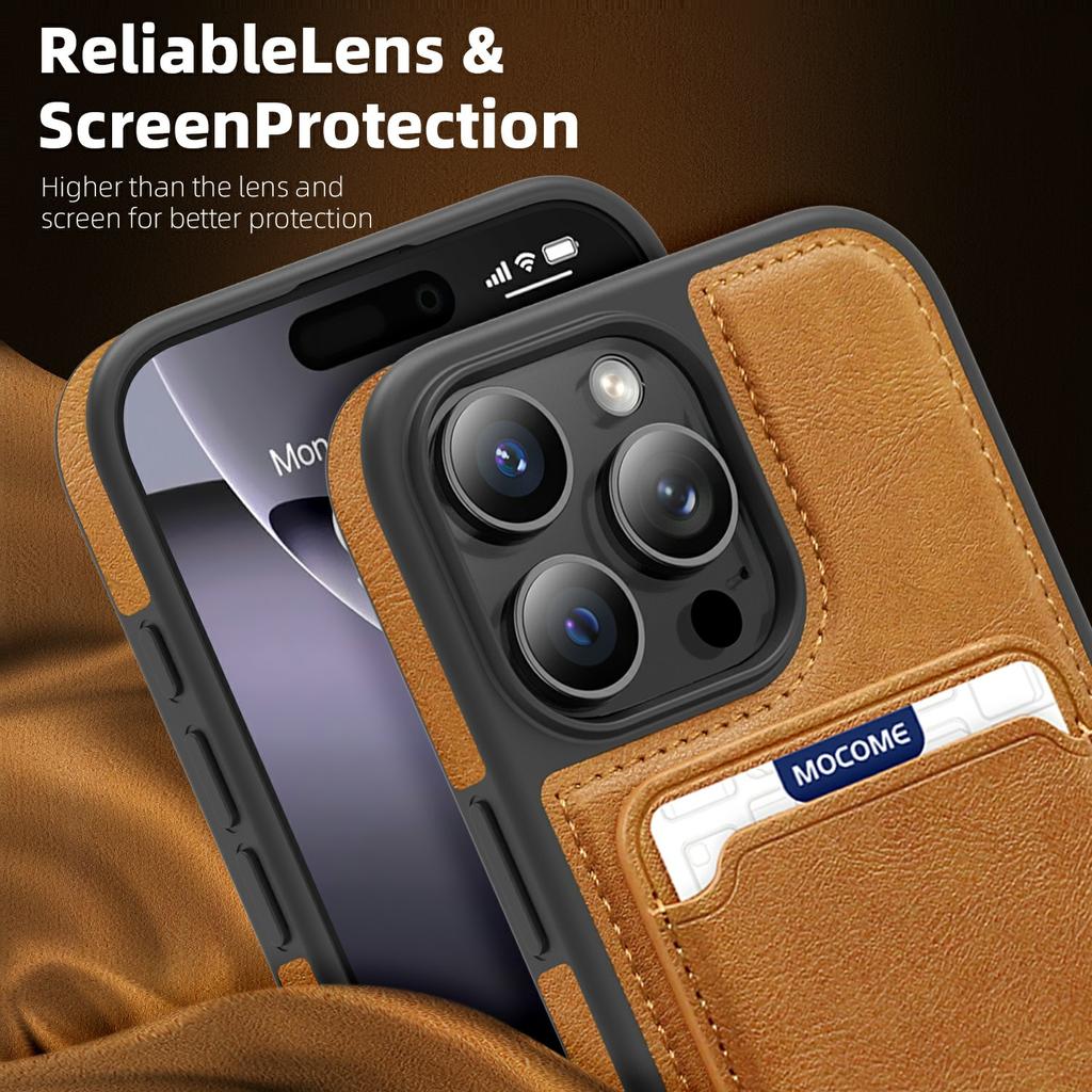 Für iPhone 16 Pro Magnetische Hülle mit abnehmbarem Kartenhalter TPU + PU-Leder Handy-Rückabdeckung