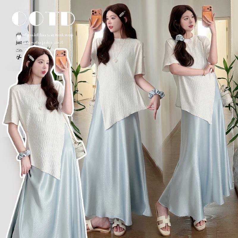 2026 Summer Chic Maternity Sling Dress & Cardigan Set Large