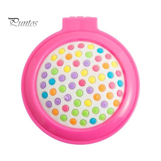 Round Travel Hair Brush with Mirror Folding Pocket Hair Brush Rebound Air Bags Cute 3D Pattern Matte Texture Portable Comb for Home Salon Bedroom
