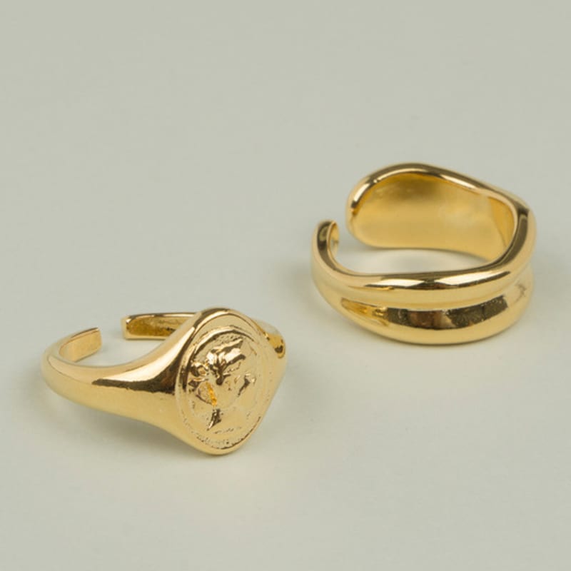 AUGUST ALICE Vanve 18K Cameo & Nudel Ring Set_Gold