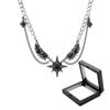 Dark Star Wing Necklace With Embedded Crystals For Streetwear Men Women