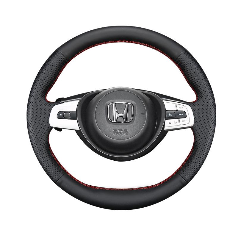 Genuine Leather Hand-Stitched Steering Wheel Cover for Honda Civic, Accord, CRV, HR-V, Fit, and Guandao Models