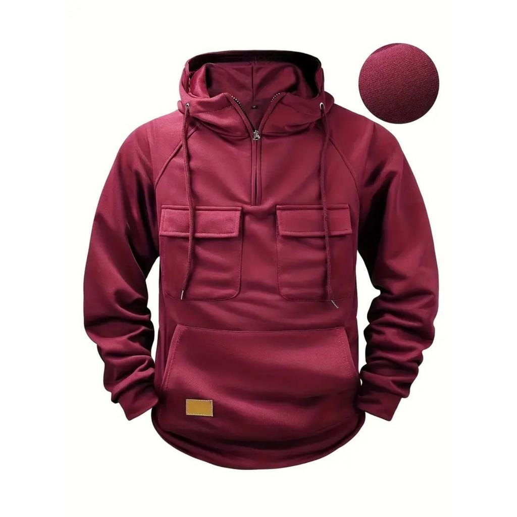 Herren Kapuzenpullover mit fester Farbe für Frühling und Herbst, Sport- und Arbeitskleidung für Jugendliche, Trendige Marken-Kapuzenjacke