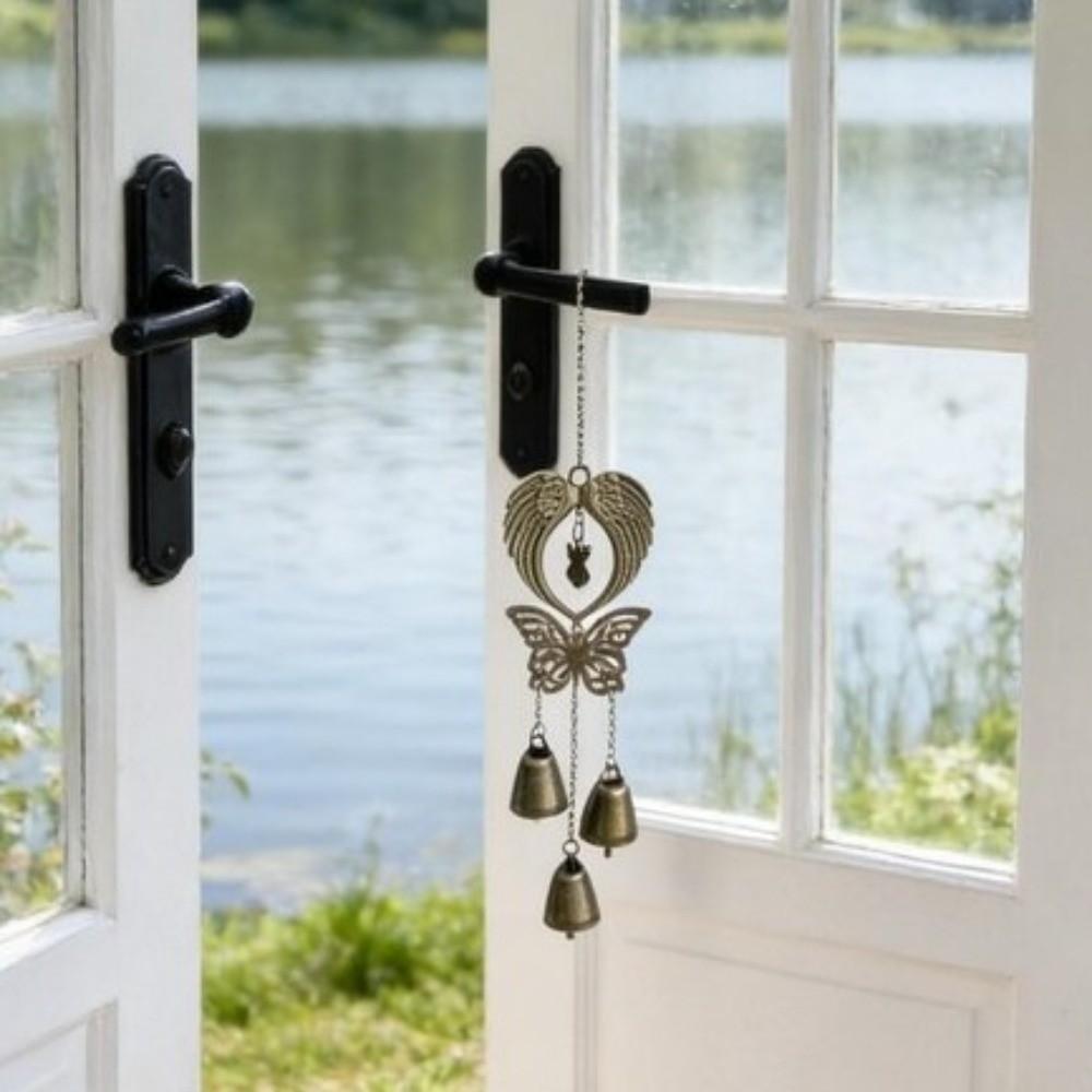 Angel Wings Metal Bell Chime Bohemian Style Vintage Wind Chime Door Hanging Outdoor Hanging