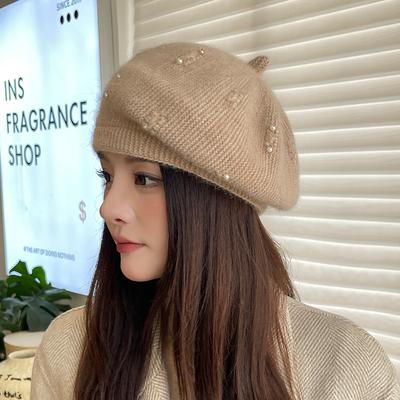 Hat Female Autumn and Winter Wool Hat Warm Cute Knitted Beret Outdoor Casual Fashion Painter Hat