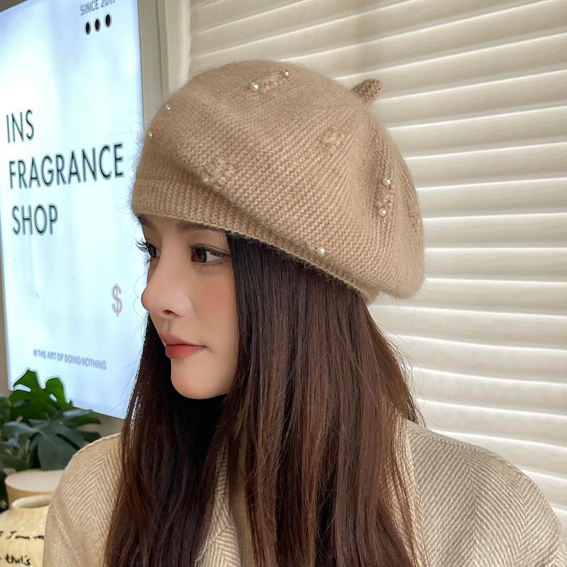 

Шляпа Женская Осень и Зима Шерстяная Шляпа Теплая Милая Вязаная Беретка Уличная Повседневная Модная Шляпа Художника верблюд