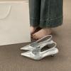 Kitten and bag head sandals women's new beautiful silver pointed high heels