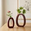 Vintage Wooden Small Vase Creative Hydroponic Flower Planter Living Room Desktop Home Decoration Flower Vase Solid Wood Ornament