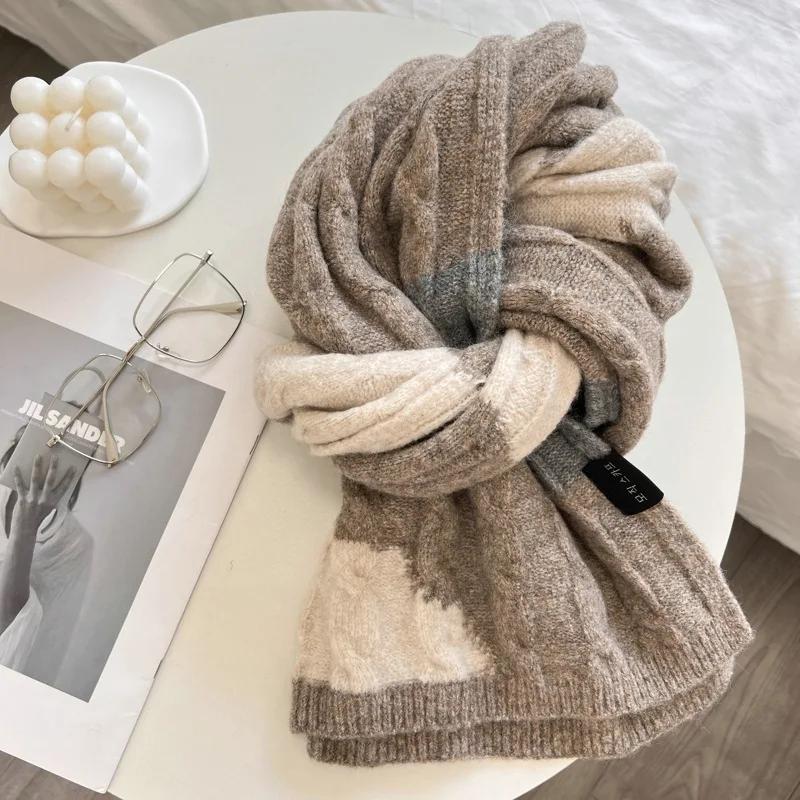 High Quality Classic Wool Solid Scarf Men Women Winter Autumn Knitted Thick Warm Soft Muffler Male Female Korean Version Scarf