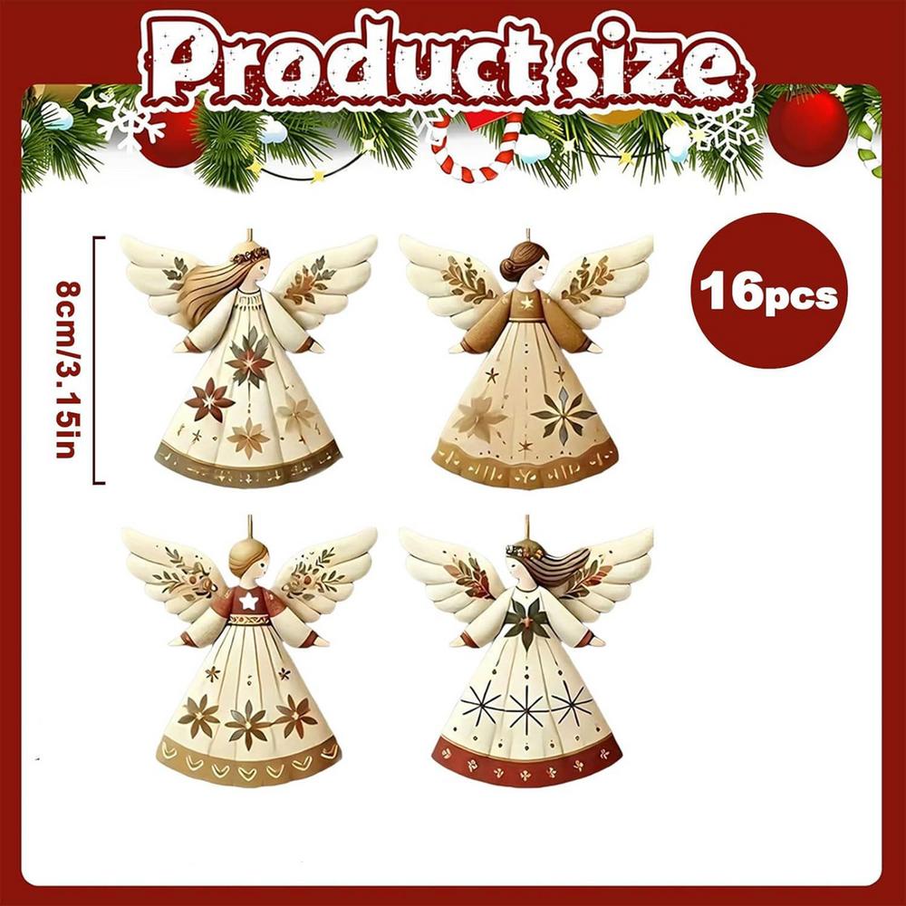 16 шт. Ручная работа Винтажные Деревянные Ангелы Рождественские Украшения Разноцветные Праздничный Декор для Елки Дома и Офиса