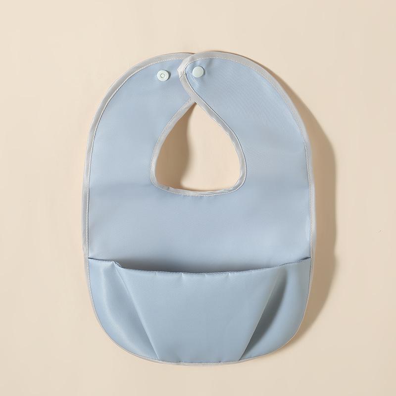 Waterproof Feeding Bib for Babies 0-4 Year Thickened Drool Bandana with Food Catcher Large Coverage Soft Weaning Bib Solid Color