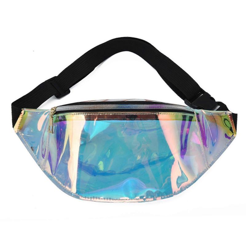 Holographic Chest Bag Fashion Translucent PVC Large Capacity Crossbody Chest Bag Waist Bag Casual Travel Pack for Women