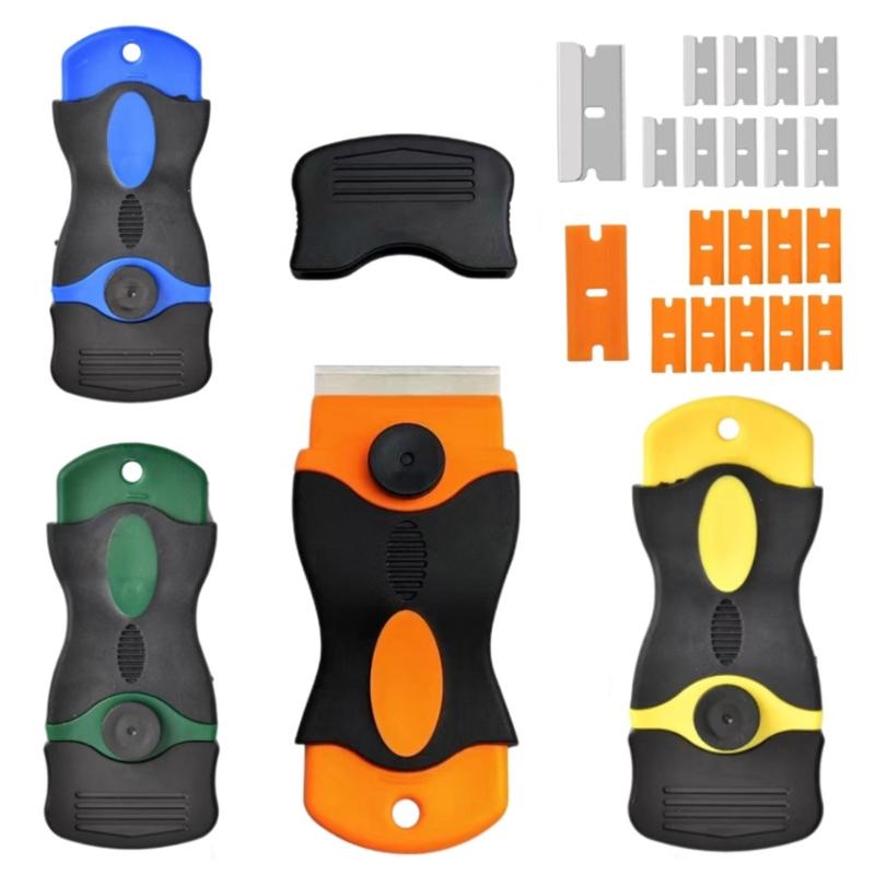 Scraper for Car Glass with Replacement Blade Window Glass Glue Sticker Remover Scraper Auto Squeegee Tool Razor Blade