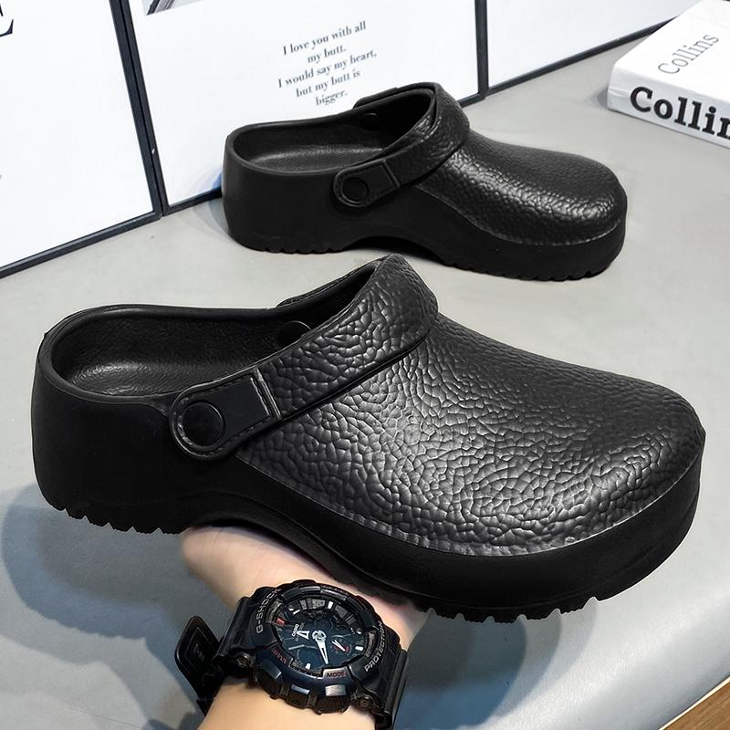 Men's EVA Chef Shoes Sandals Summer Large Black Kitchen Anti-Slip Work Shoes Waterproof Oil-Repellent Kitchen Shoes