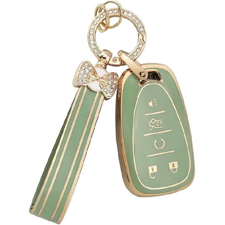 PIFOOG Key Fob Cover For Chevy 5 Buttons Keys Shell Case TPU Bling Car Keychain Protector Accessories For Equinox Malibu Blazer Camaro Spark Traverse