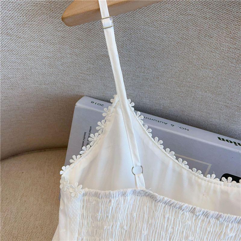 Elegant Summer 2025 White Spaghetti Strap Cinched Dress