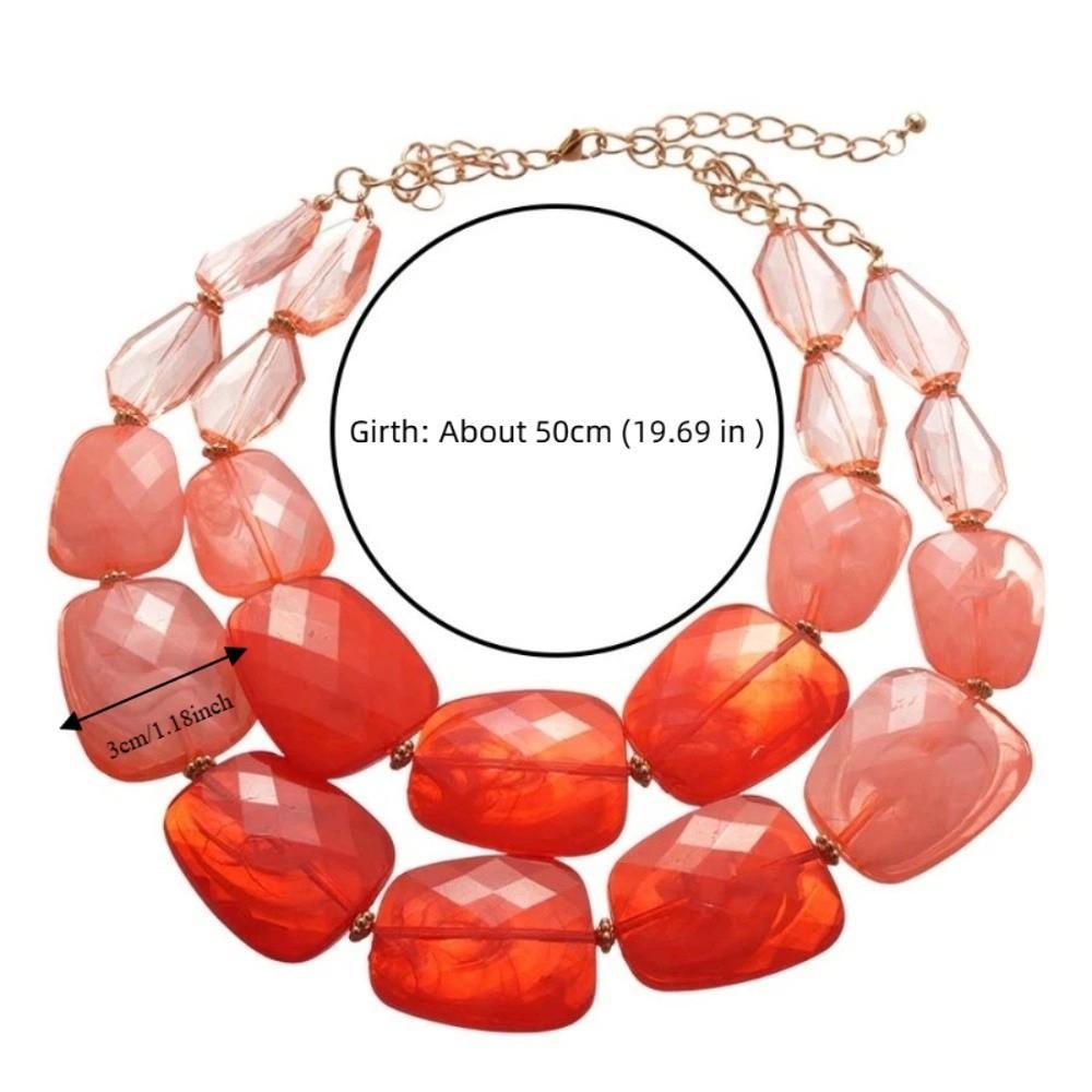 Multi-hue Oversized Resin Strand Translucent-jelly Geometric Facet Choker Swimwear Accessories