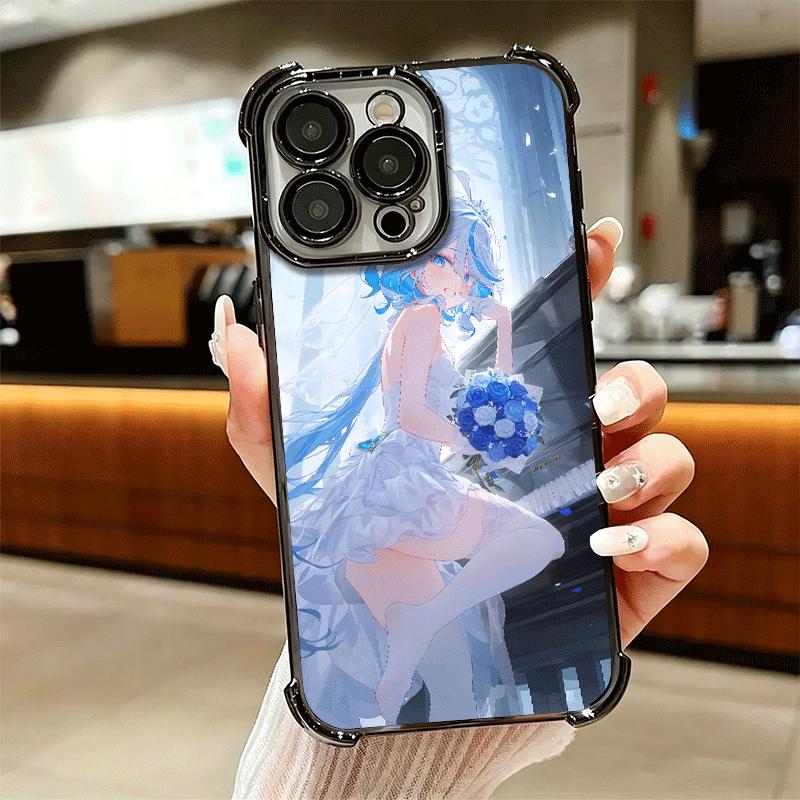 Genshin Impact Furina Soft Phone Case For iPhone 15 16 17 Air 14 Pro Max 16E Plus 13 12 Mini Plating Anti-Fall Fundas