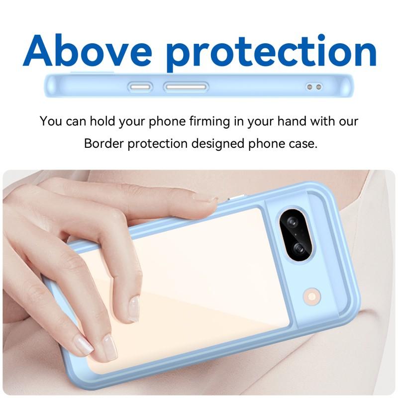 For Google Pixel 8a Back Cover WANLONFENG XC Series TPU Acrylic Phone Case with Tempered Glass Film