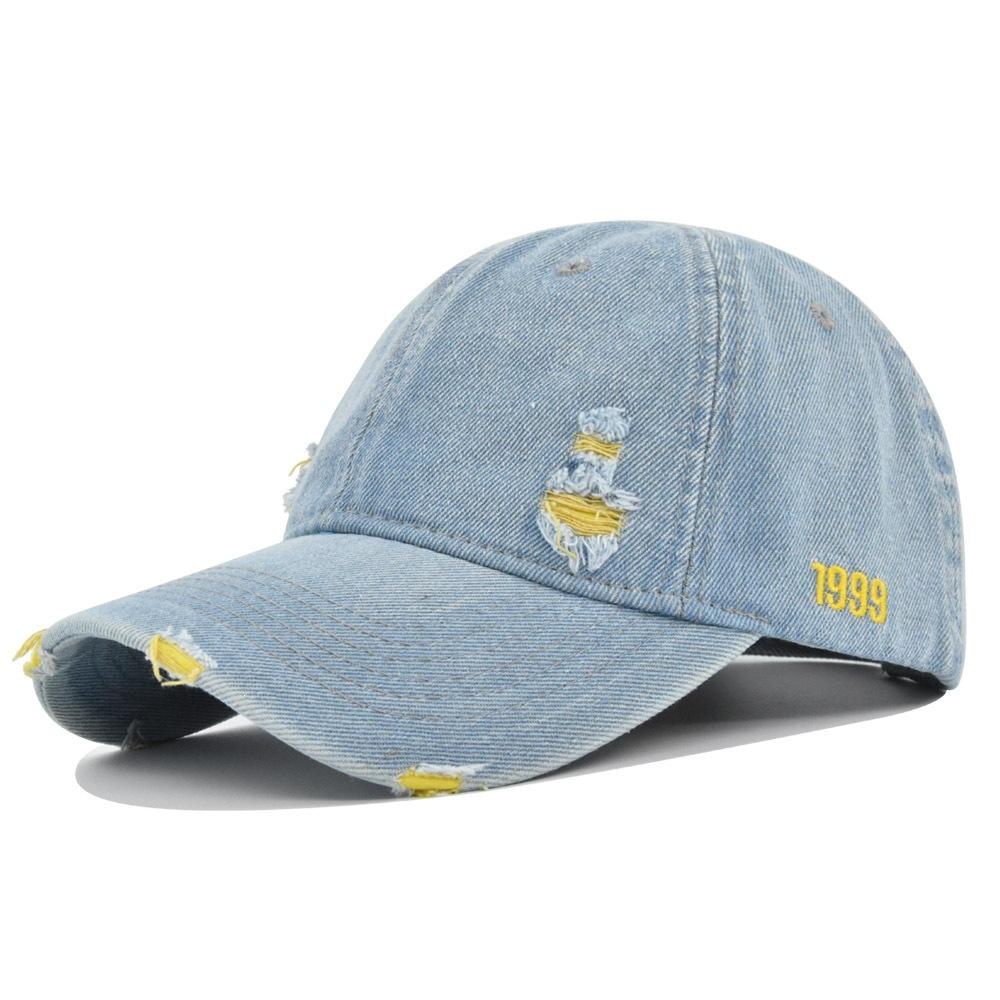 Retro Cowboy Hat Embroider Baseball Cap Washed Hole Peaked Cap Old Sun Hat Curved Brim Hat Cotton No