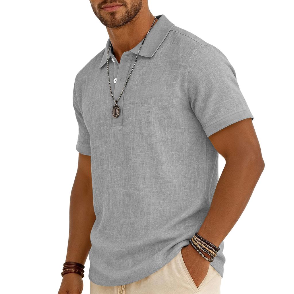 Men's Casual -color Summer - Cotton And Linen Short-sleeved Shirt