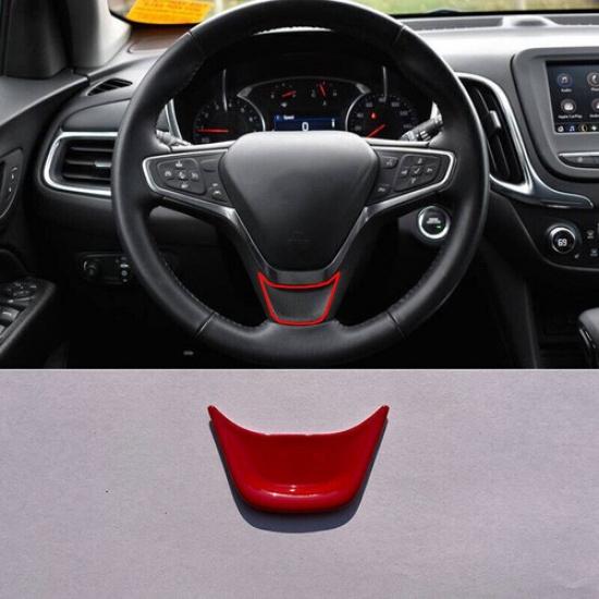 For Chevrolet Equinox 2018- Glossy Red Steering Wheel Sheet Cover Trim 1pcs