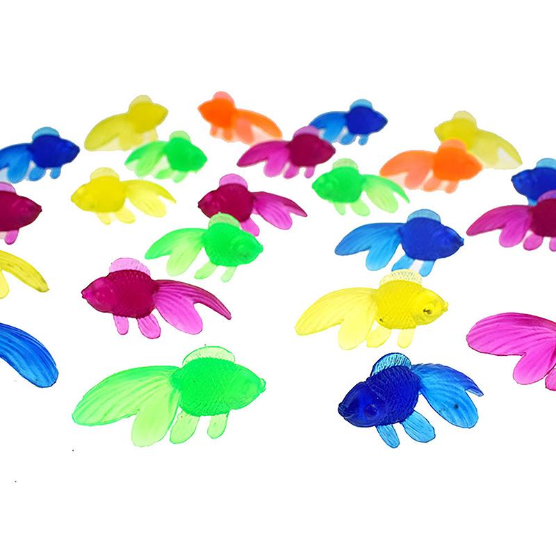10Pcs Children Water Play Beach Gifts Simulation Goldfish Model Colorful Soft Rubber Small Fish Baby Bath Toys