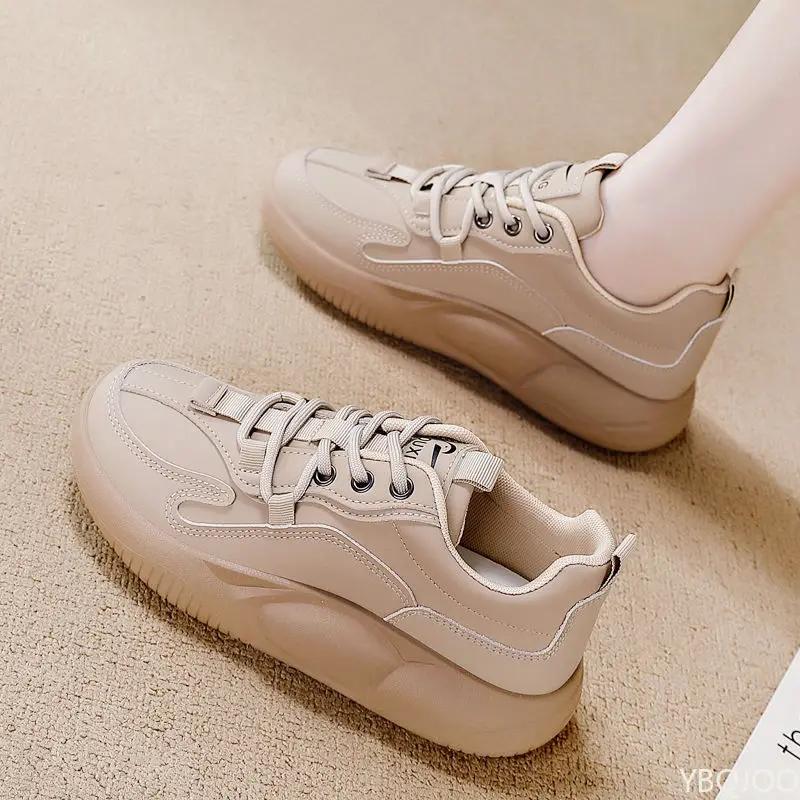 Spring New Ladies White Shoes Versatile Light Sports Shoes Fashion Leather Thick Soled Sneakers Casual Comfort Women's Loafers
