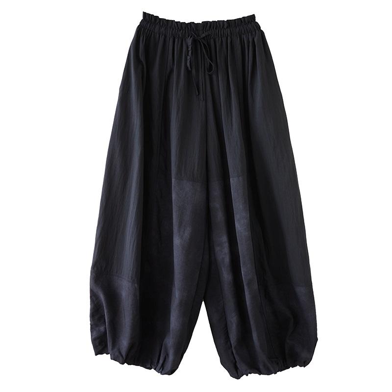 Plus Size Black Vintage High Waist Casual Loose Spring Autumn Wide Leg Pants Women Trousers